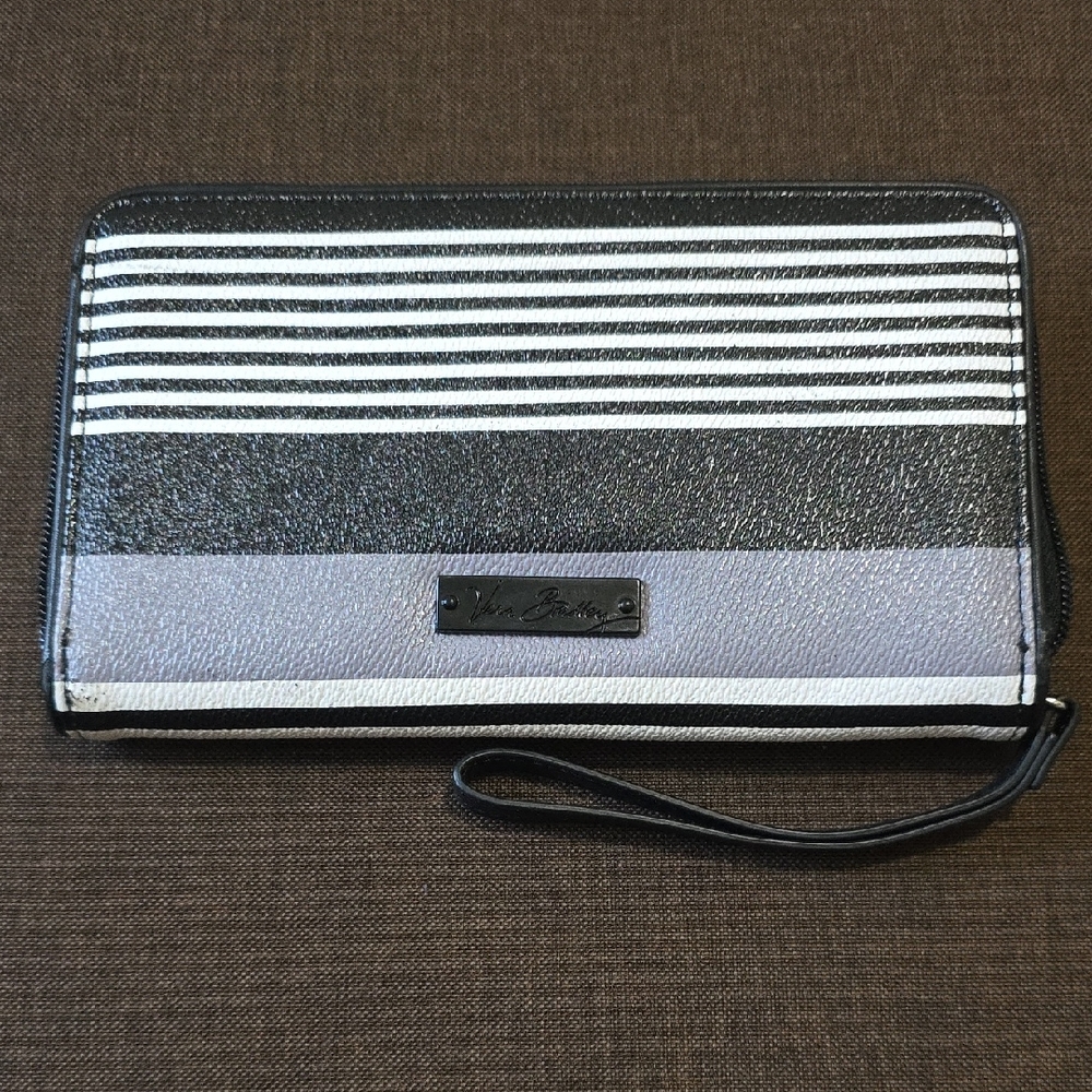 Vera Bradley Black and Gray Striped Accessory